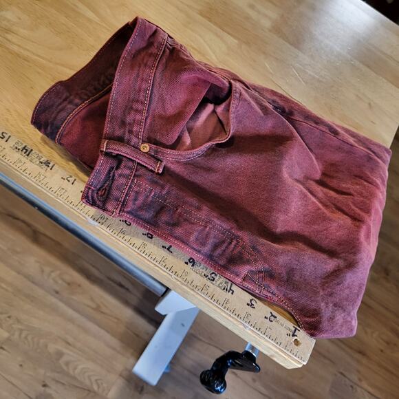 Levi's 501 CT Maroon 31 x 32 Tapered Denim Jeans Faded Tag 90.s Custom Cut - Picture 12 of 16
